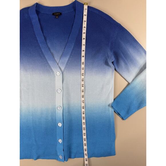 Talbots Womens Ombre Cardigan Sweater Large Blue Vneck Classic Preppy Spring - Picture 4 of 9